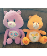 Care Bears Lot Of 2 Flowers &amp; Lollipop&#39;s Large Stuffed Dolls - $22.74