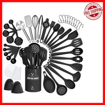 43-Piece Heat-Resistant Silicone Kitchen Utensils Set - BPA Free, Black ... - $903.10 MXN