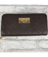 Michael Kors Double Zip Leather Wallet Black Gold Wristlet Strap Include... - £60.67 GBP