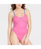 Colsie Women&#39;s Mesh Thong Bodysuit Heart Pink Blue XS NEW - $27.35 CAD