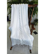 Hand Knit CARON® Simply Soft™ &#39;White&#39; Afghan - $100.00