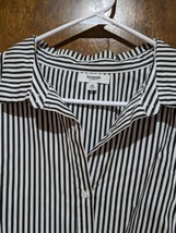Kensie Striped Black/White Collared Button Front Long Sleeve Blouse Size XL - £11.39 GBP