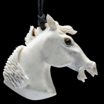 Amazing Necklace, Carved Mustang Horse, UNIQUE PENDANT, Include Base, Ma... - £250.10 GBP