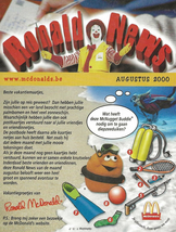 McDonald&#39;s - August 2000 - Ronald News - Belgium - $2.50