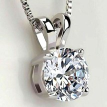 1 Ct Round Certified Real Moissanite Solitaire 4-Prong Pendant White Gold Plated - £60.13 GBP