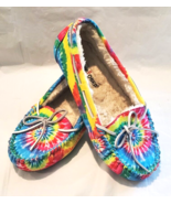 Minnetonka Womens Moccasin Size 9M Tie-Dye Faux Fur Lining 44342 Slip On... - £22.24 GBP