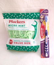 Plackers Micro Mint Dental Floss Picks 300  + Closeup Right Angle Toothbrush Med - £7.45 GBP