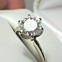 14K White Gold Plated Solitaire Engagement Ring 1.50CT Round Cut Real Moissanite - $124.66