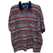 VTG Drummer Boy Vintage Polo Shirt Mens Size Extra Large XL Blue Red Str... - $12.00