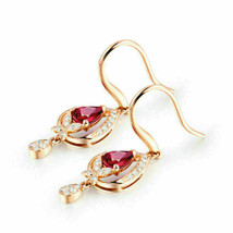 2.50 Ct Pear &amp; Round Cut Drop Dangle Beautiful Earrings 14k Rose Gold Over - £42.31 GBP