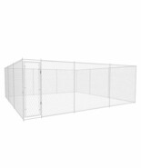 vidaXL Dog Kennel Silver Galvanized Steel Large Dog Kennel Square - $27,541.91 MXN