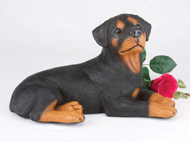 Large 151 Cubic Inches Black &amp; Tan Rottweiler Resin Urn for Cremation Ashes - £145.16 GBP