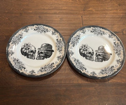 Royal Stafford Set of 3 Halloween Theme Skull Couple Victorian Dinner plates - $59.99
