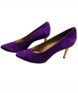 Stuart Weitzman Purple Suede Goldtone Stiletto Heel Pumps Size 7 1/2 M - $135.81 CAD