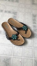 Kenneth Cole Brown strap Sandals Slip On “Glam in Bloom” Turquoise Flowe... - £18.90 GBP