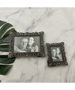 Vintage Y2k Filigree Metal Picture Frame Set of 2 Bronze Rhinestones 2.5... - $29.69