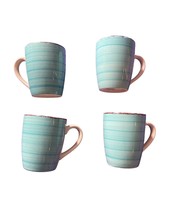  Coffee Mugs Royal Norfolk Turquoise Blue Swirl Stoneware 12 OZ Cups Set Of 4 - £19.68 GBP
