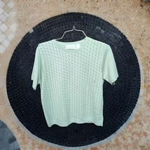 Alfred Dunner Sweater Short Sleeves Medium Crew Neckline Light Green Mad... - $9.90