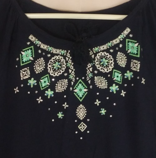 Justice Girls Blue Boho Cap Sleeve Shirt With Beautiful Glittery Design Size 20 Item image 2