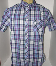 Daniel Cremieux Plaid Purple Short Sleeve Shirt Size L New - £13.79 GBP