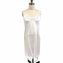Vintage Vanity Fair White Nylon Blend Full Slip Size 38L Lace Details 1960s - $52.57
