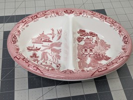 Churchill Willow Rosa Pink Divided Dish England - $24.95