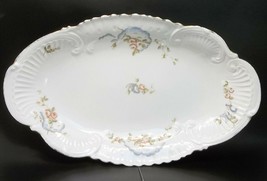 CA Limoges Depose France Porcelain Peach Roses Blue Platter Vanity Tray - £44.07 GBP