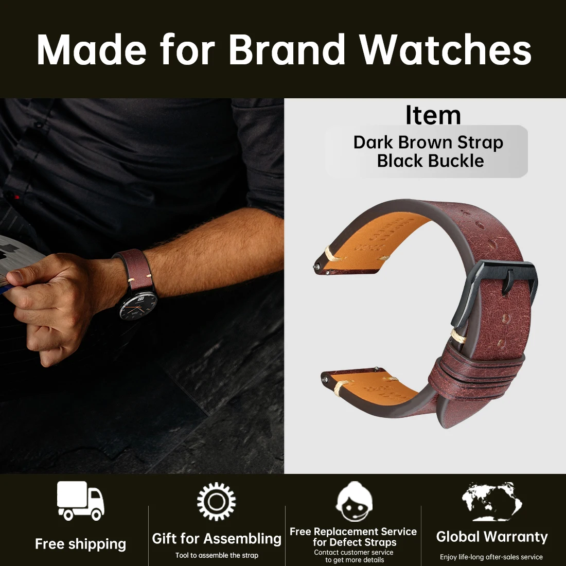 Top Full Grain Leather Watch Strap For SEIKO IWC MIDO Watch 18-24mm Brac... - £55.89 GBP