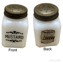 Mustard Frank Tea &amp; Spice Co Dove Brand White Milk Glass 2 Oz - £17.79 GBP