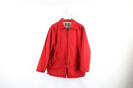 Vtg 50s Streetwear Mens Medium Distressed Quilt Lined Full Zip Jacket Red USA - £71.18 GBP