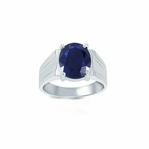 925 Argento Naturale Certificato 5.25 Carati Zaffiro Blu Anello Solitario - $118.94