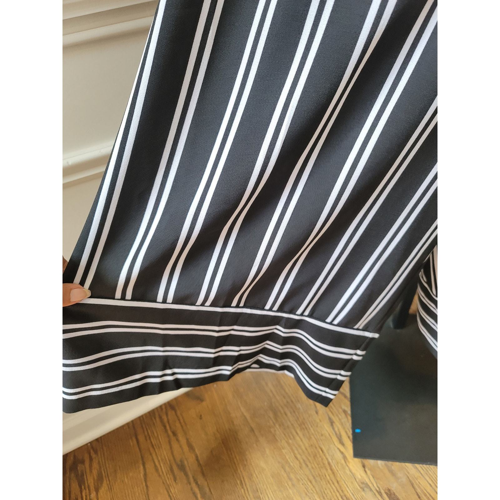 Emma Michele Romper Women Size 16 Black White Striped Belted Midi Sleeveless Item image 6