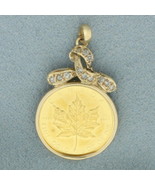 Canadian Maple Leaf Gold Coin Pendant in 14k Yellow Gold - £372.17 GBP