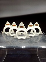 Vintage Lot Of 6 Holiday Christmas Tree Porcelian Napkin Rings Gold Trim... - $408.81 MXN