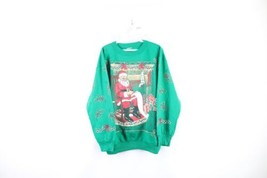 Vtg 90s Streetwear Womens Large All Over Print Christmas Santa Claus Sweatshirt - £38.68 GBP