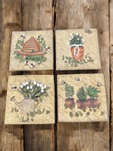 Vintage Cheri Blum Square 3-D Wall Plaques Bubble bee and Florals set of 4 - $39.60