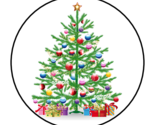 CHRISTMAS TREE ENVELOPE SEALS STICKERS LABELS TAGS 1.5&quot; ROUND PRESENTS (30) - $7.49