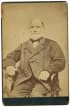 Circa 1880&#39;S Cabinet Card Older Man Chin Beard Sitting Chair Van Arnam Troy, Ny - £7.41 GBP