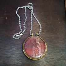 Agate carnelian Intaglio Stone Mix Silver Decorated Big Pendant Necklace - €69,65 EUR