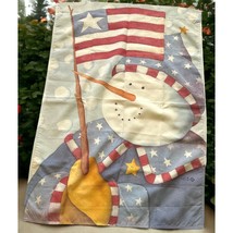 Patriotic Snowman Garden House Flag Christmas USA Toland Stars and Stripes - £13.83 GBP