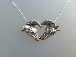 Kissing horses heart horse sterling silver pendant &amp; chain Zimmer horse ... - £66.21 GBP