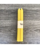 Natural Beeswax Yellow Taper Candle Set Of Two 9” Honeycomb Texture New ... - £11.25 GBP
