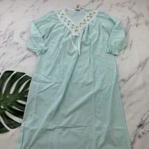 Cypress Vintage Nightgown Size L New Blue White Lace Trim Embroidered Fr... - $22.76