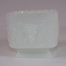 Vintage White Milk Glass Grape Leaf Pattern Small Footed Pedestal 3 3/4” Tall - £3.21 GBP
