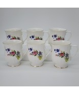 ♻️ Vintage Hitkari Potteries 6-Mugs Bone China Delicate Floral (Made in ... - $89.09