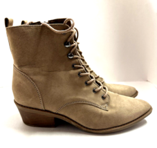 Indigo R Lace Up Bootie Ankle Boots suede beige Size 7 1/2 Medium - £13.55 GBP