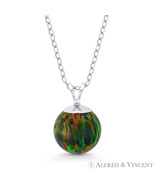 Fiery Black Opal #4 Ball Bead Solitaire 14k White Gold Pendant &amp; Chain N... - $1,128.81 MXN+