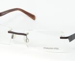 MEN BI7663 12 WALNUT BROWN EYEGLASSES GLASSES METAL RIMLESS 7663 54-18-1... - $57.28