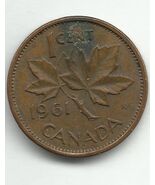 1961 Canada 1 cent Coin Canadian Penny with Maple Leaf &amp; Twig - $1,818.83 MXN