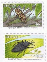 Stamps Belize 1995 Harlequin Beetle &amp; Coconut Weevil MNH - $0.67